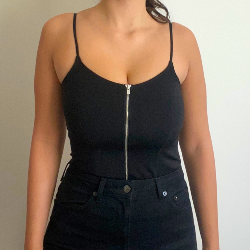 Black zip up top